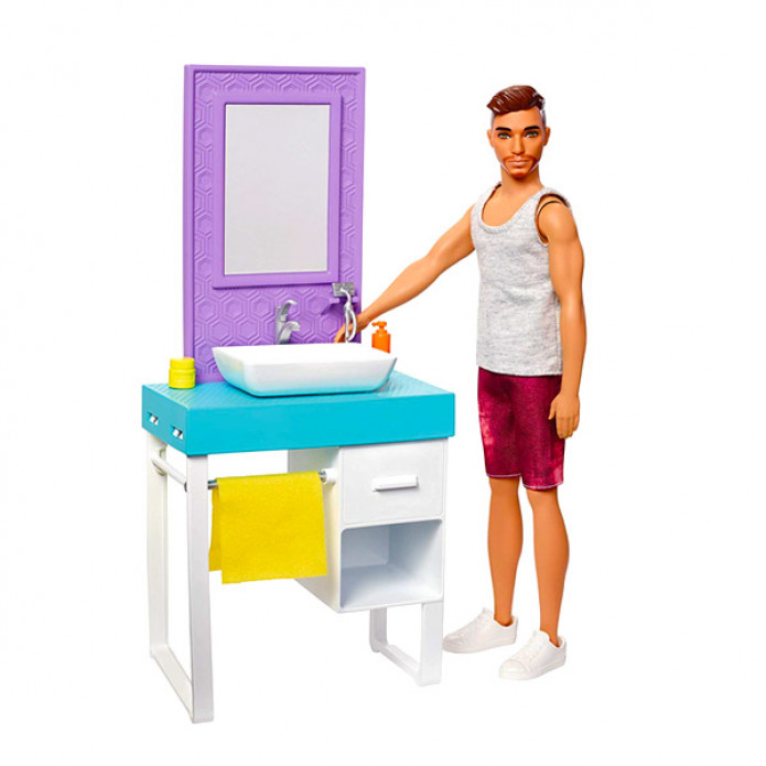  Barbie: barna hajú Ken baba fürdőszobában