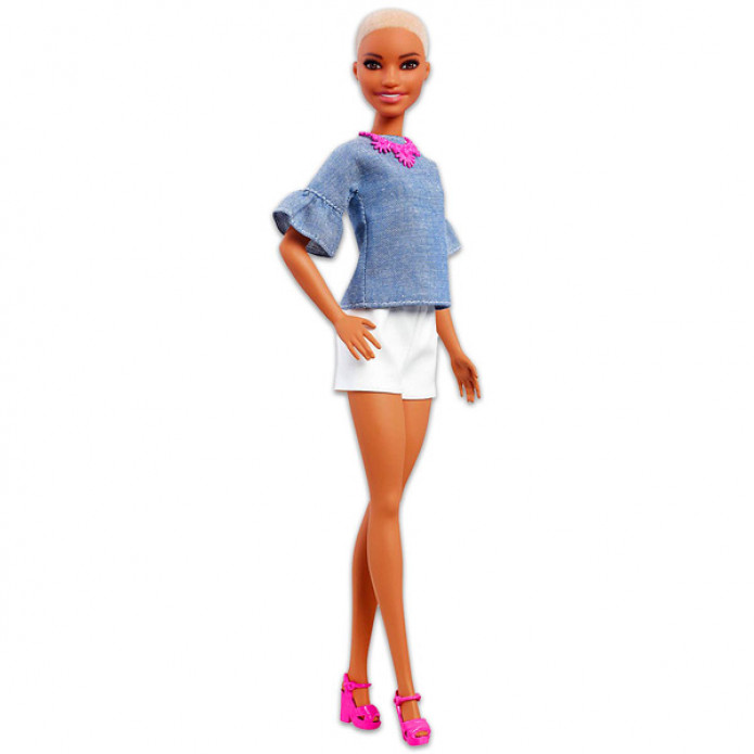 Barbie Fashionistas barna bőrű, rövid hajú, vékony baba