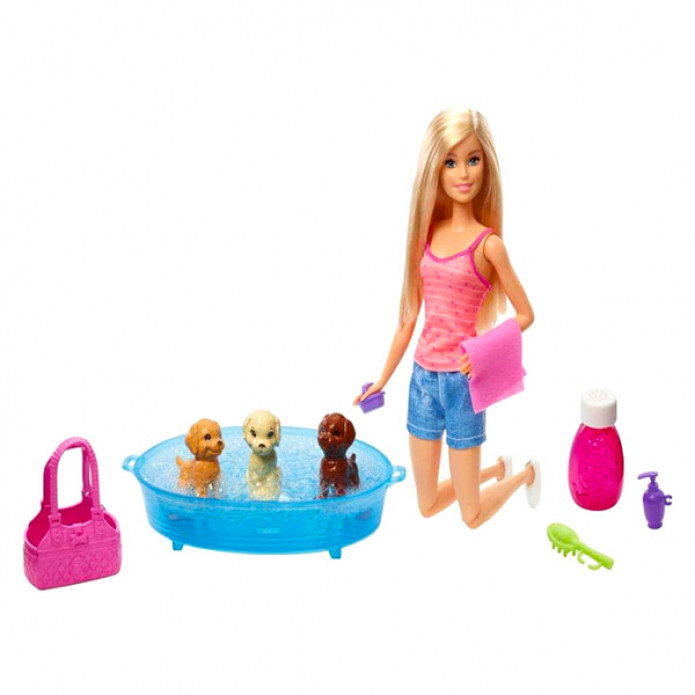 Barbie kutyus fürdetés játékszett
