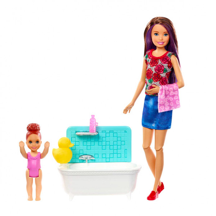  Barbie Skipper: barna hajú Barbie vörös hajú kislánnyal