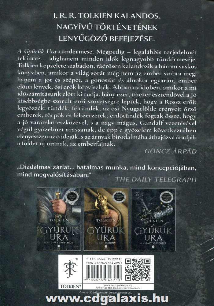 Könyv A Gyűrűk Ura I-II-III puhafedeles (J.R.R. Tolkien) hátlap