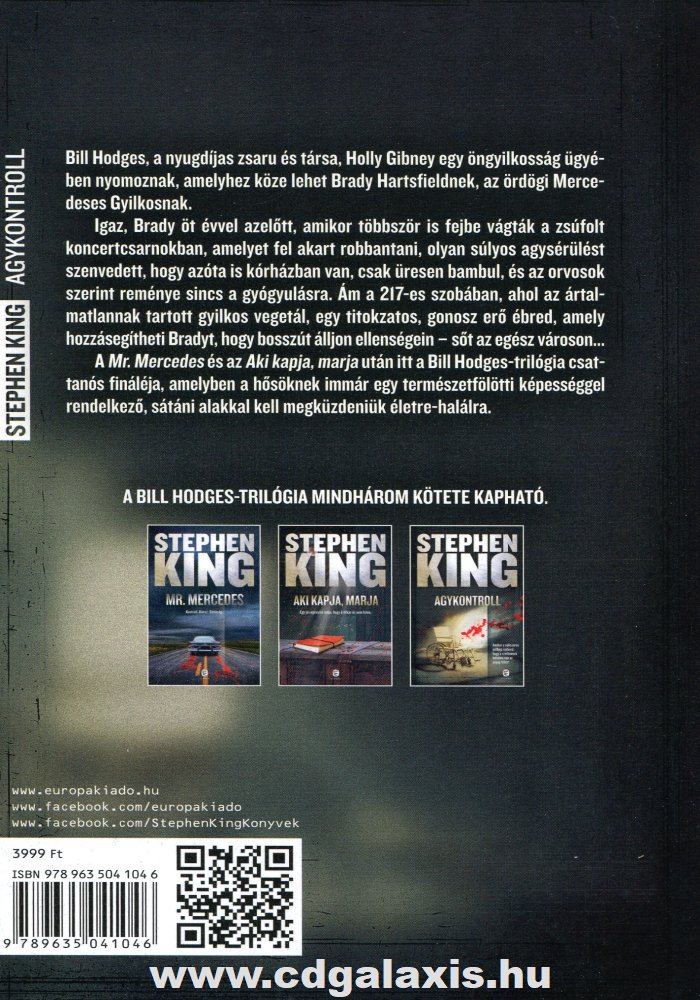 Könyv Agykontroll (Stephen King) hátlap