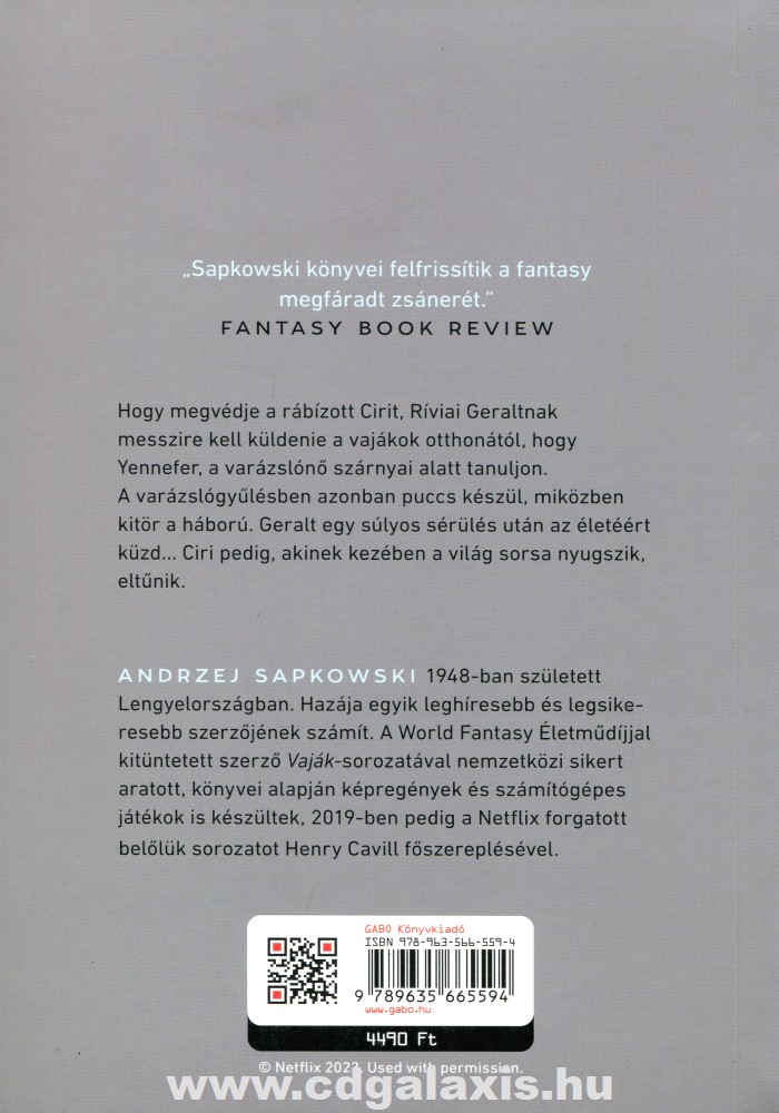 Könyv Vaják IV. - The Witcher - A megvetés ideje (Andrzej Sapkowski) hátlap