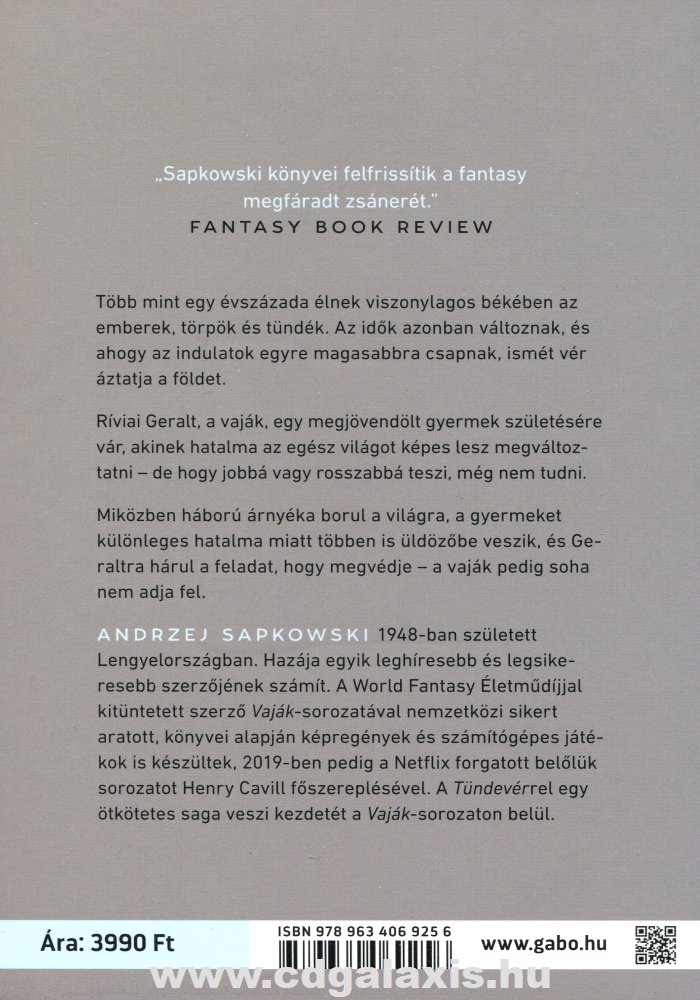 Könyv Witcher: Vaják III. - Tündevér (Andrzej Sapkowski) hátlap