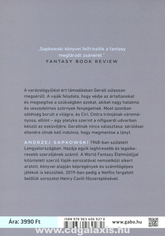 Könyv Witcher: Vaják V. - Tűzkeresztség (Andrzej Sapkowski) hátlap