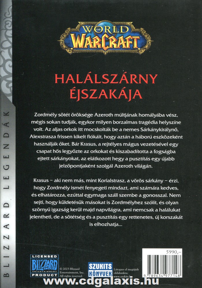 Könyv World of Warcraft: Halálszárny éjszakája (Richard A. Knaak) hátlap