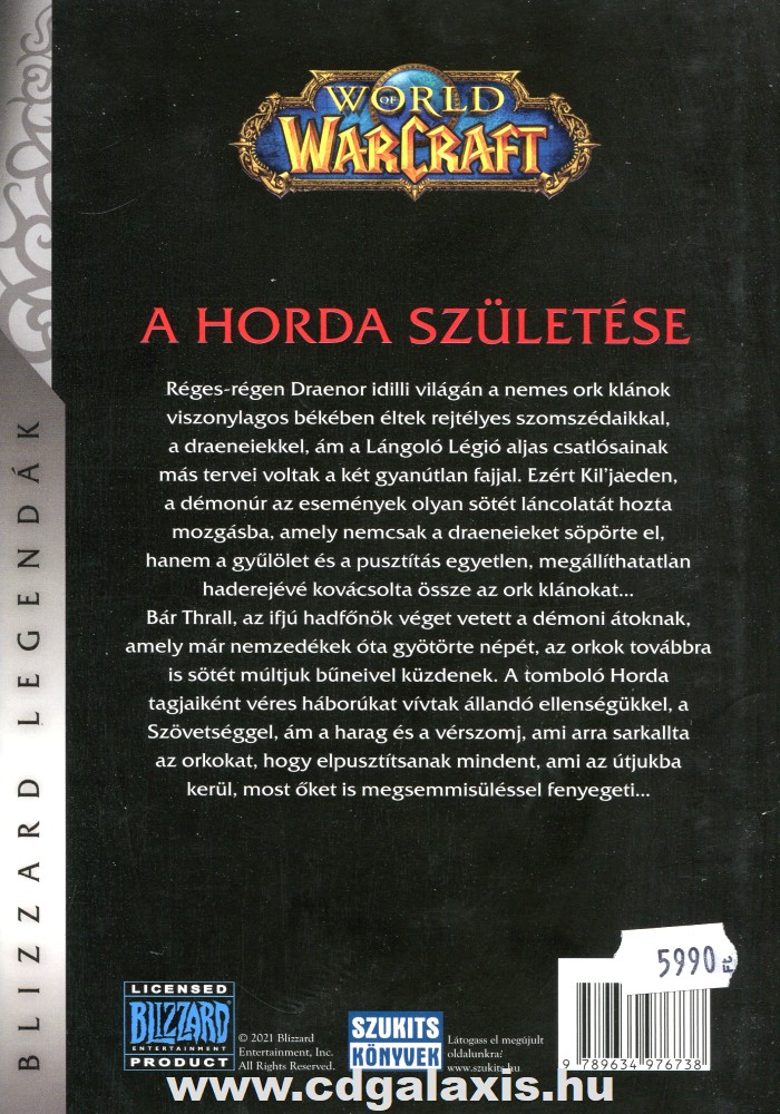 Könyv World of Warcraft: A Horda születése (Christie Golden) hátlap