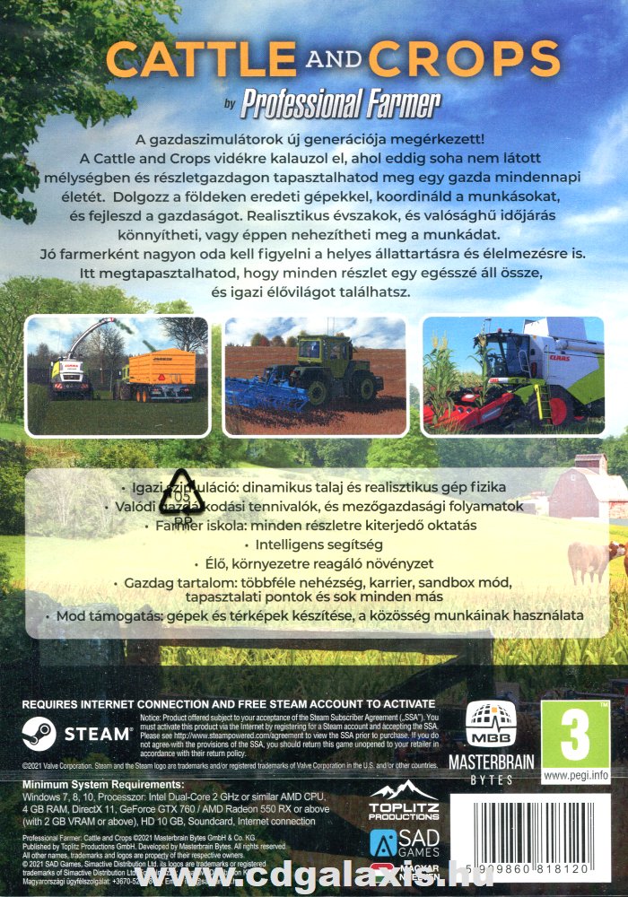 PC játék Cattle and Crops hátlap