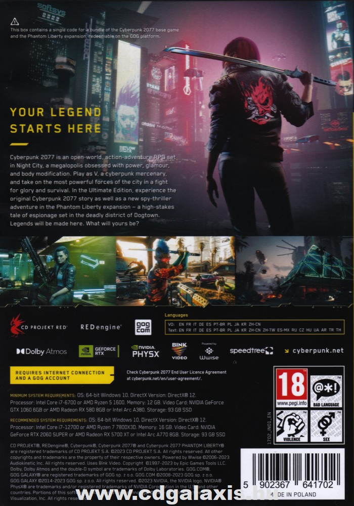 PC játék Cyberpunk 2077 Ultimate Edition hátlap