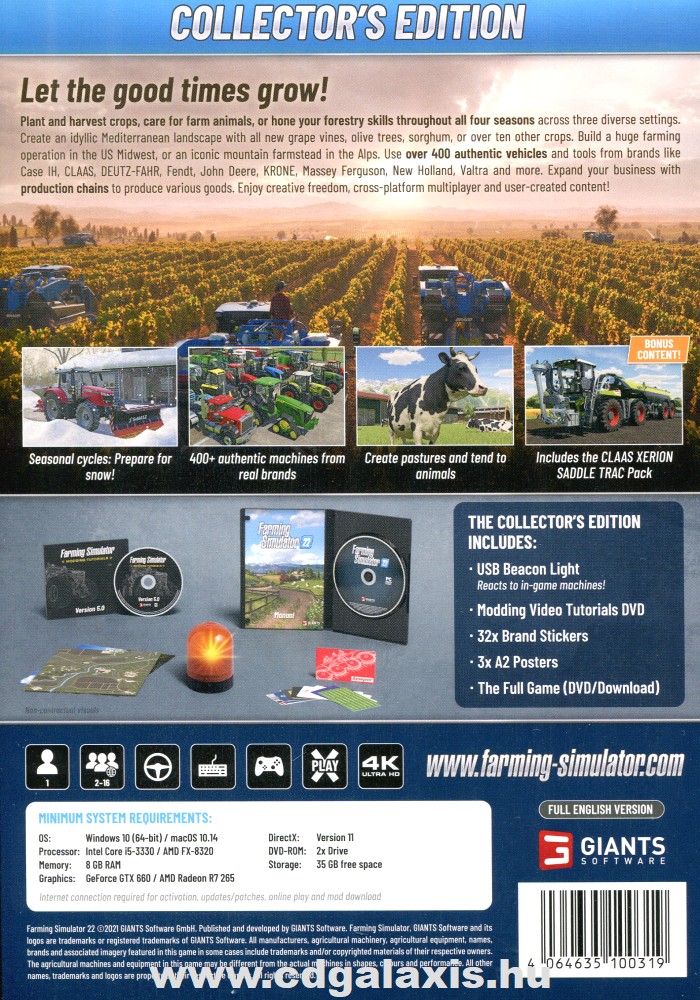 PC játék Farming Simulator 22 Collectors Edition hátlap