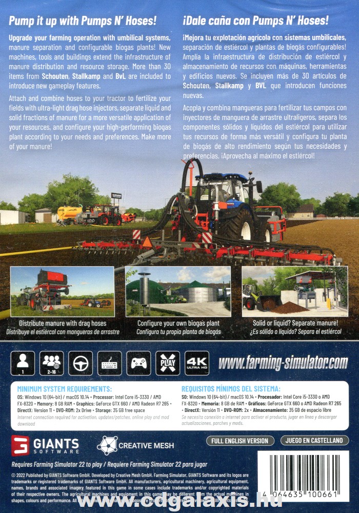 PC játék Farming Simulator 22 kiegészítő: Pumps n Hoses Pack hátlap