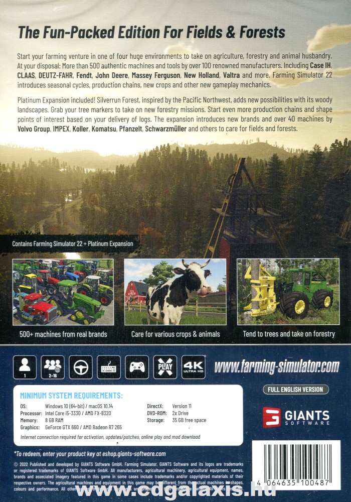 PC játék Farming Simulator 22 Platinum Edition hátlap