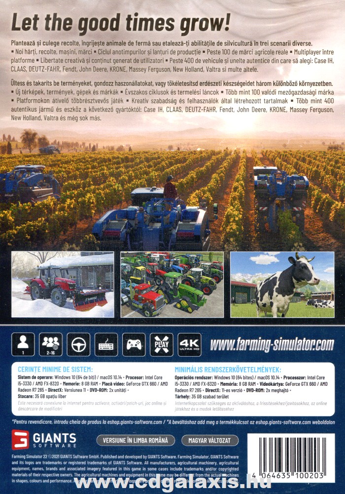 PC játék Farming Simulator 22 hátlap