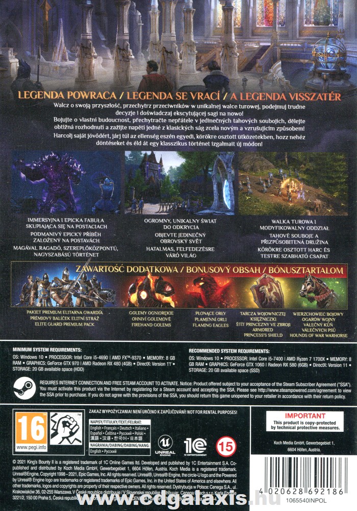 PC játék Kings Bounty II Day One Edition hátlap