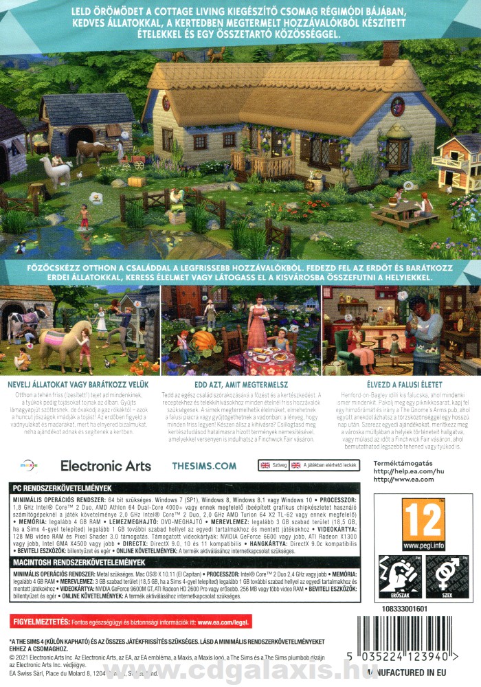 PC játék The Sims 4 kiegészítő: Cottage Living hátlap