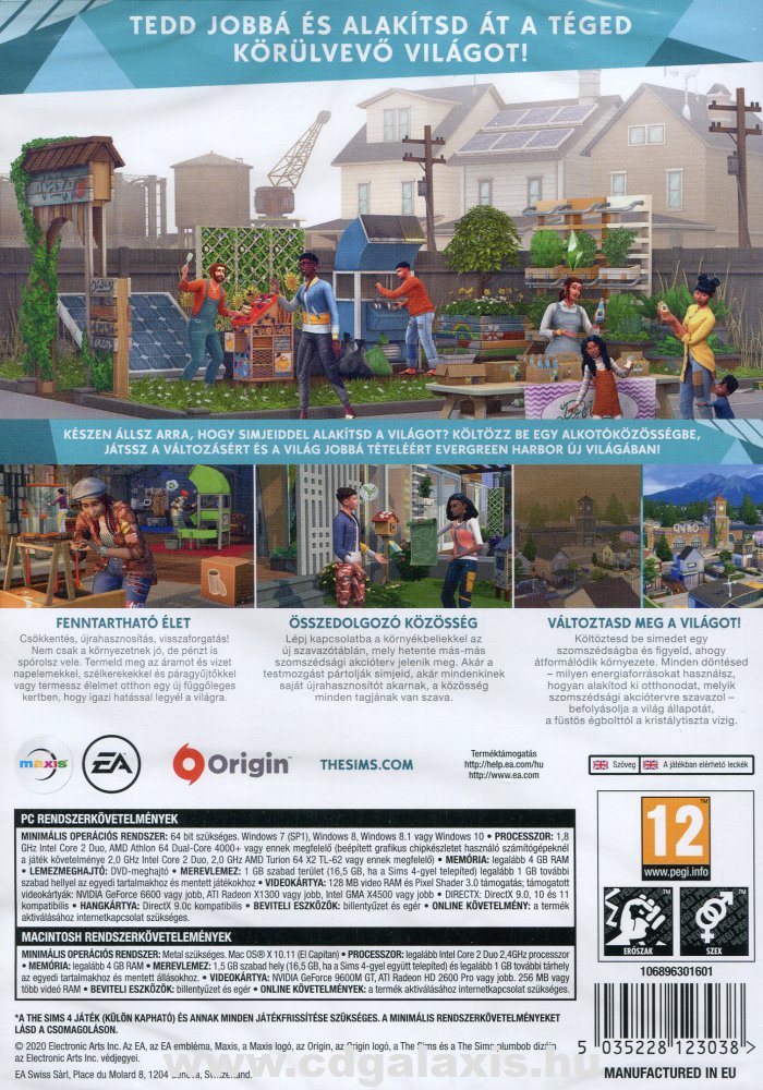 PC játék The Sims 4 kiegészítő: Eco Lifestyle hátlap