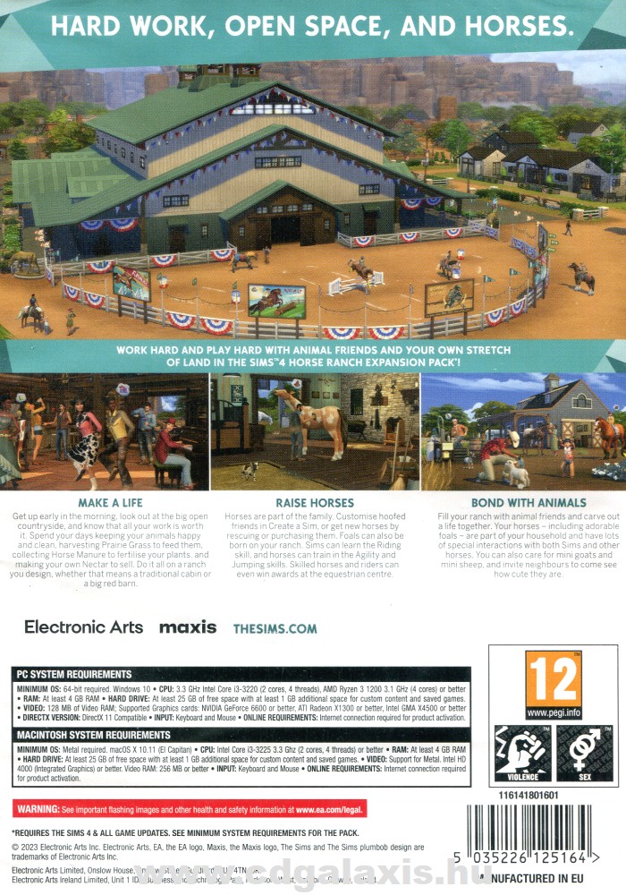 PC játék The Sims 4 kiegészítő: Horse Ranch hátlap