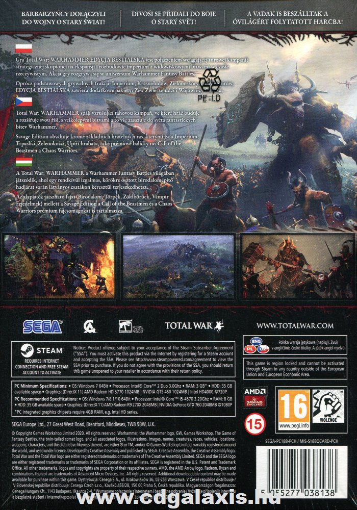 PC játék Total War Warhammer Savage Edition hátlap