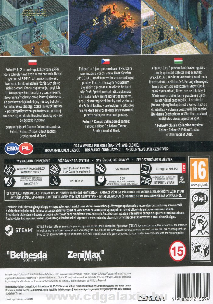 PC játék Fallout Classic Collection hátlap