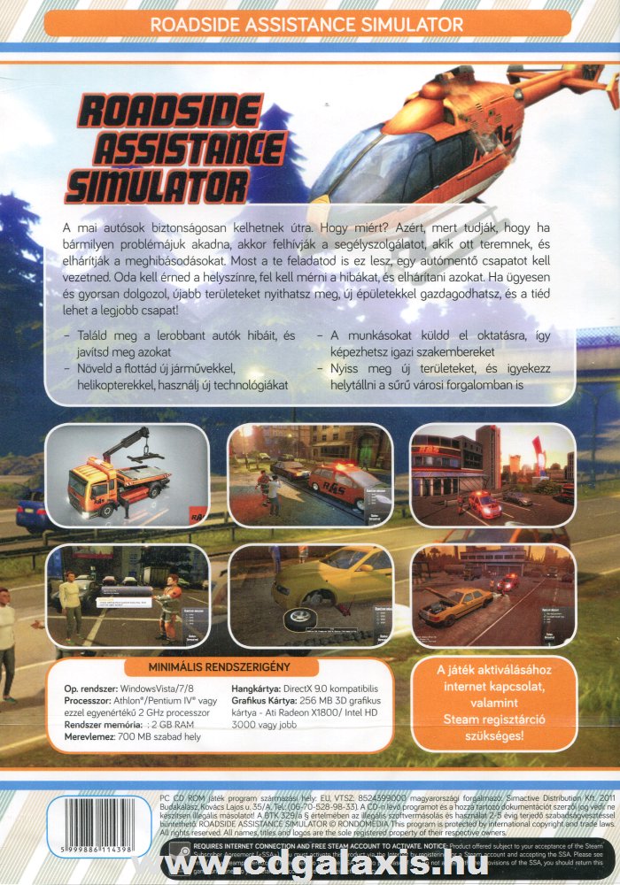 PC játék Roadside Assistance Simulator hátlap