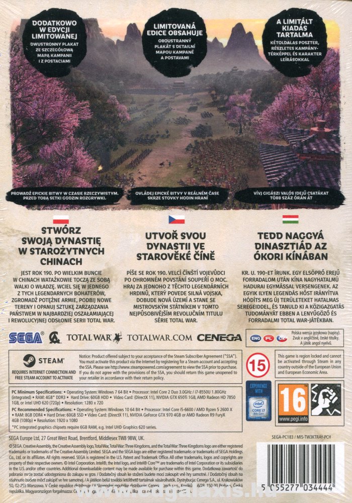 PC játék Total War: Three Kingdoms Limited Edition hátlap