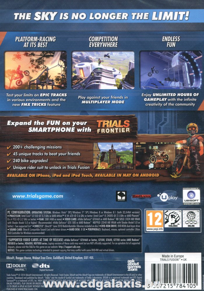 PC játék Trials Fusion hátlap