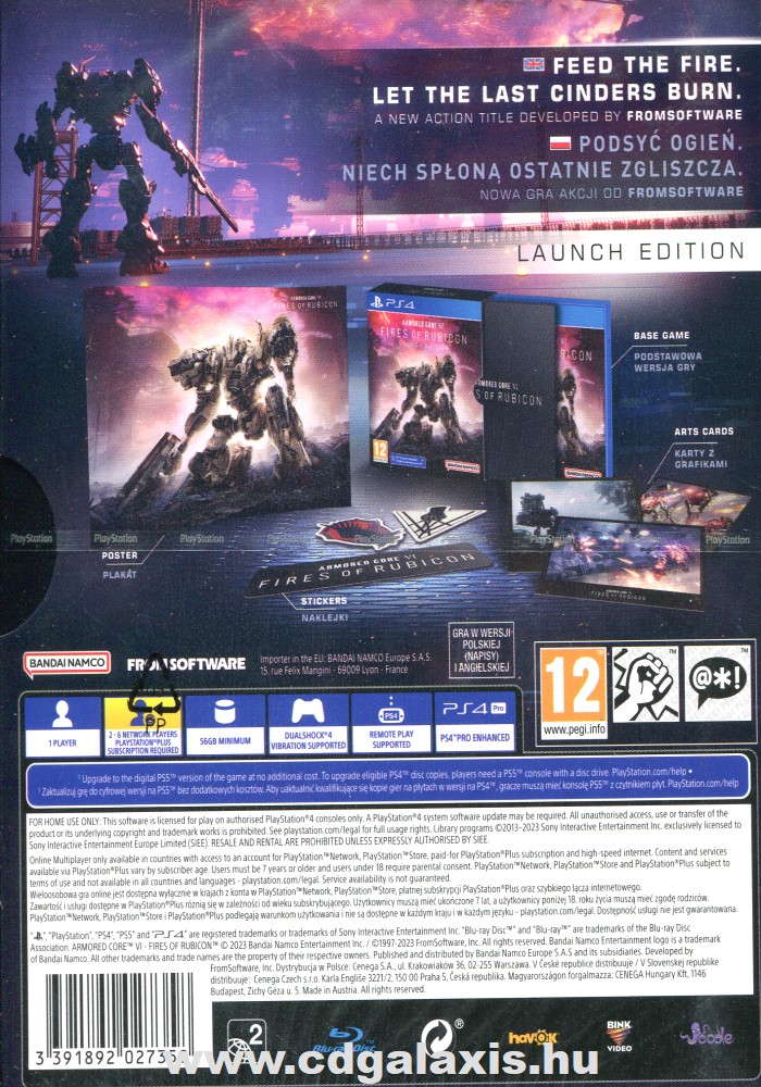 Playstation 4 Armored Core VI Fires of Rubicon Launch Edition hátlap