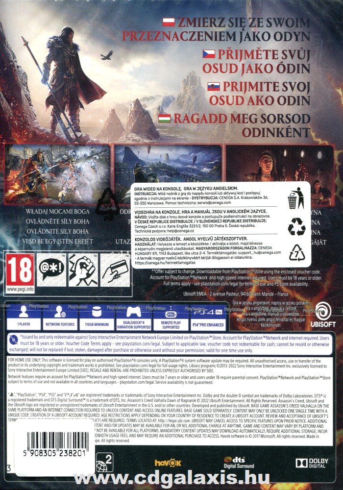 Playstation 4 Assassins Creed Valhalla kiegészítő: Dawn of Ragnarök hátlap