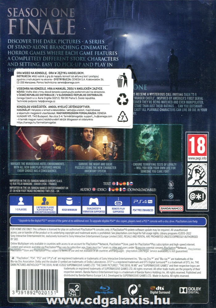 Playstation 4 The Dark Pictures Anthology The Devil In Me hátlap
