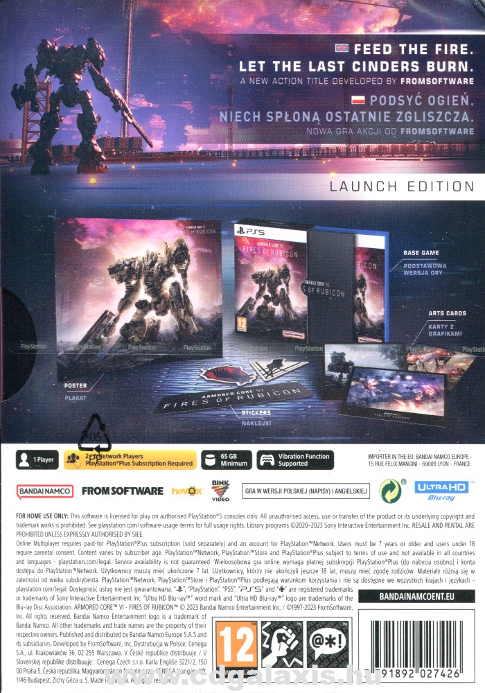 Playstation 5 Armored Core VI Fires of Rubicon Launch Edition hátlap