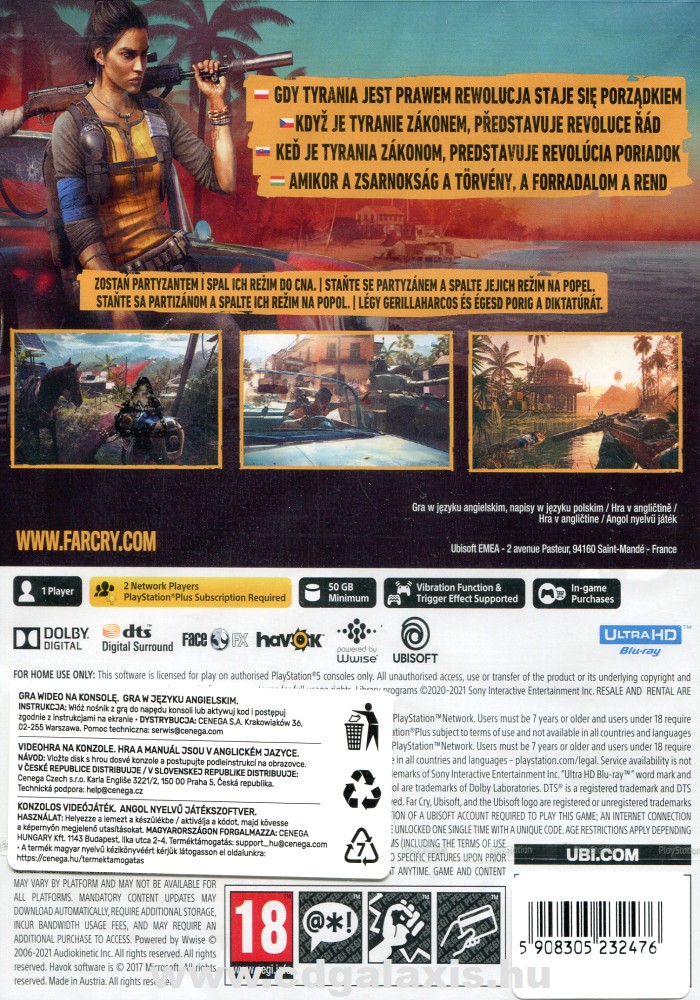 Playstation 5 Far Cry 6 hátlap