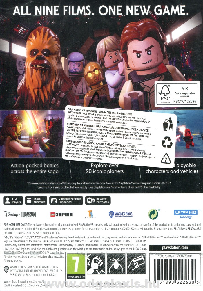 Playstation 5 LEGO Star Wars The Skywalker Saga hátlap