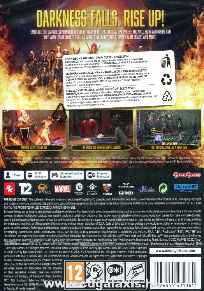 Playstation 5 Marvels Midnight Suns Enhanced Edition hátlap