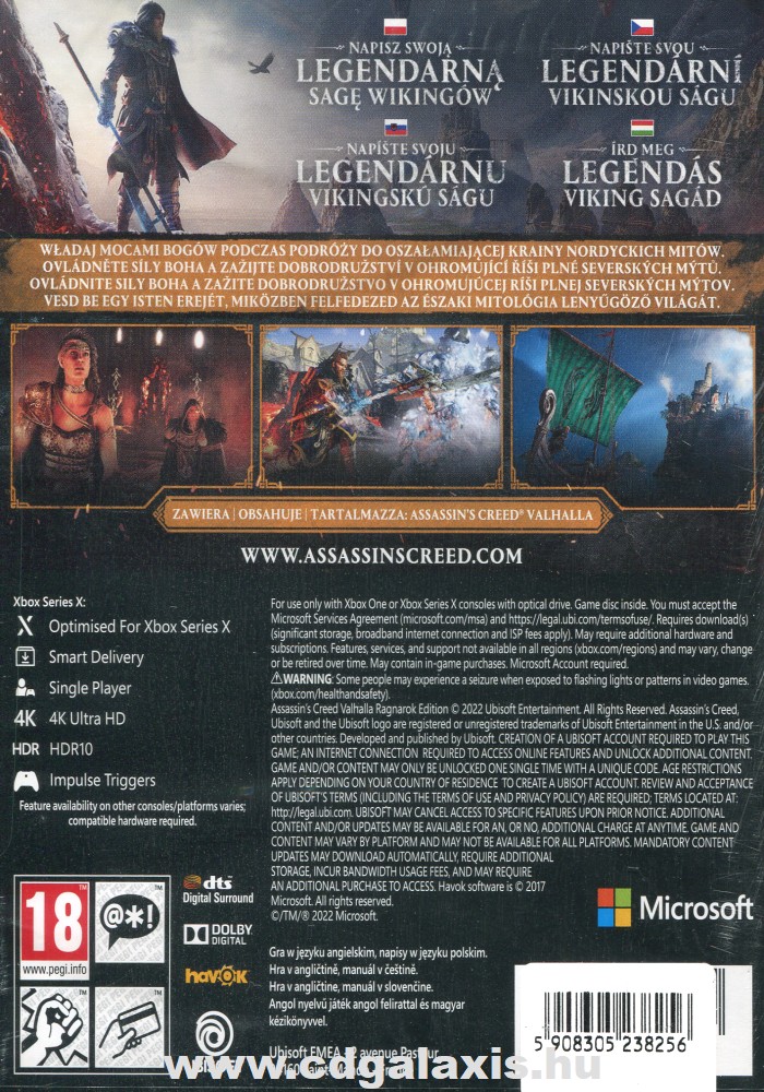 Xbox Series X, Xbox One Assassins Creed Valhalla Ragnarök Edition hátlap