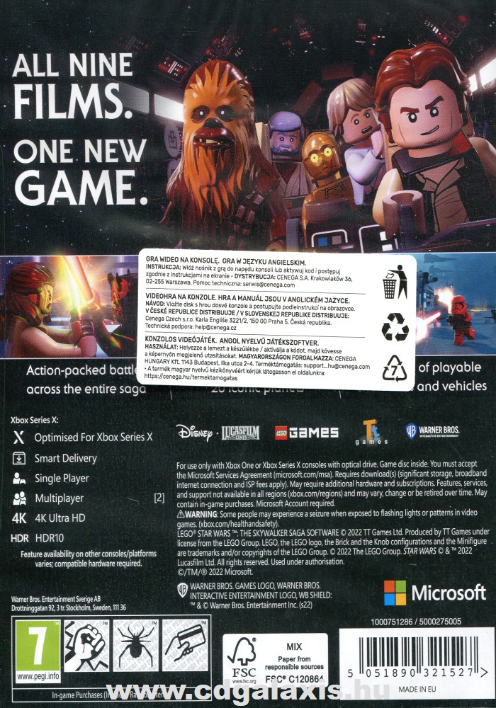 Xbox Series X, Xbox One LEGO Star Wars The Skywalker Saga hátlap
