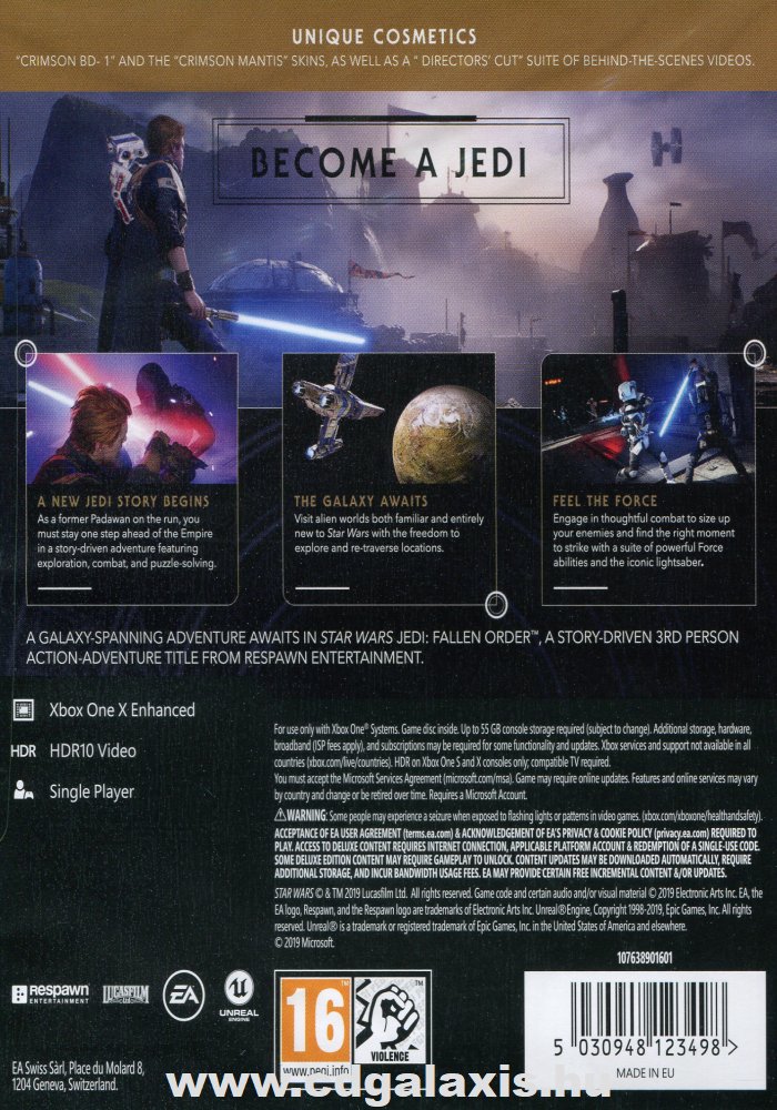 Xbox Series X, Xbox One Star Wars Jedi Fallen Order Deluxe Edition hátlap