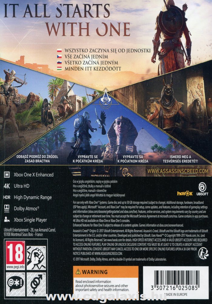 Xbox Series X, Xbox One Assassins Creed Origins hátlap