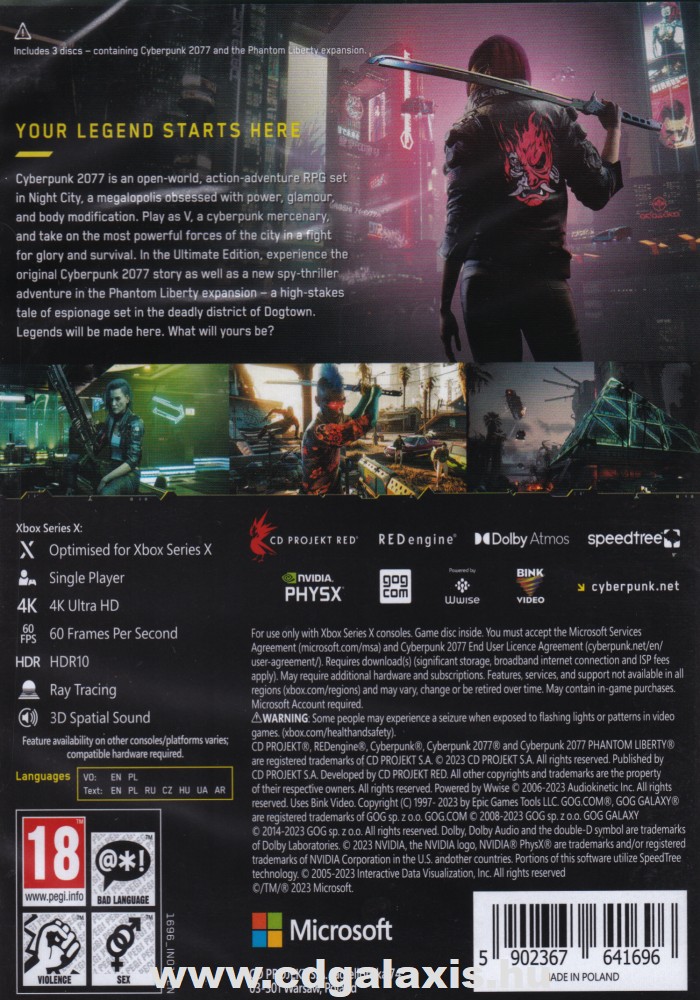 Xbox Series X Cyberpunk 2077 Ultimate Edition Xbox Series X hátlap