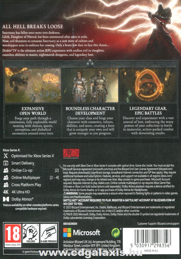 Xbox Series X, Xbox One Diablo IV hátlap
