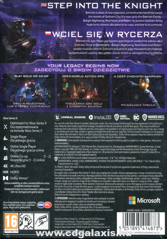 Xbox Series X Gotham Knights Special Edition Xbox Series X hátlap