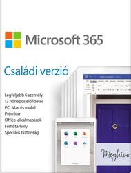 Digitális vásárlás (PC) Microsoft 365 Családi verzió (6 gépes, 1 éves) DIGITÁLIS